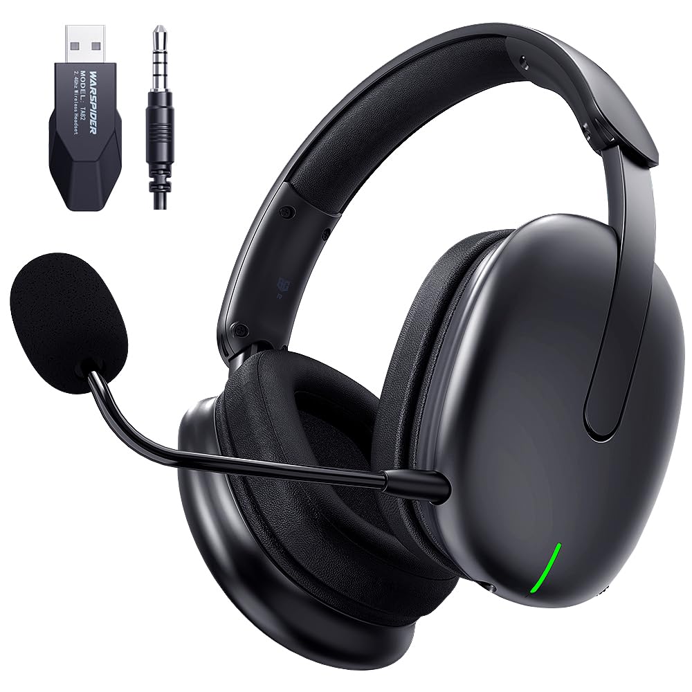 TA82 Wireless Gaming Headset for PS5, PS4, PC, Mac & Switch - 2.4GHz USB Noise-Cancelling Headphones with Mic, 7.1 Surround Sound (Black) - Perfect for Competitive Gaming, Streaming & Online Chat
