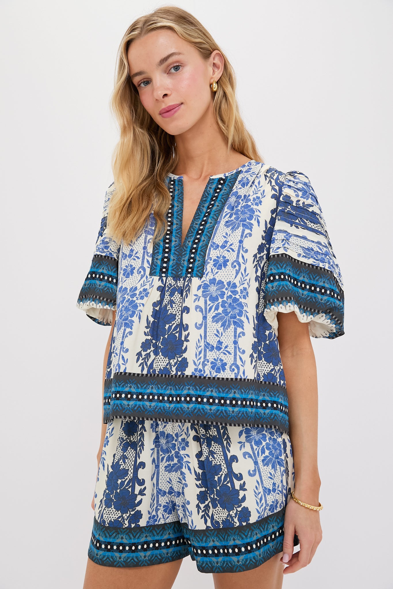 Bondi Blues Viscose Dina Blouse - Women's Stylish Floral Print Top for Casual Wear, Office & Date Night Outfits
