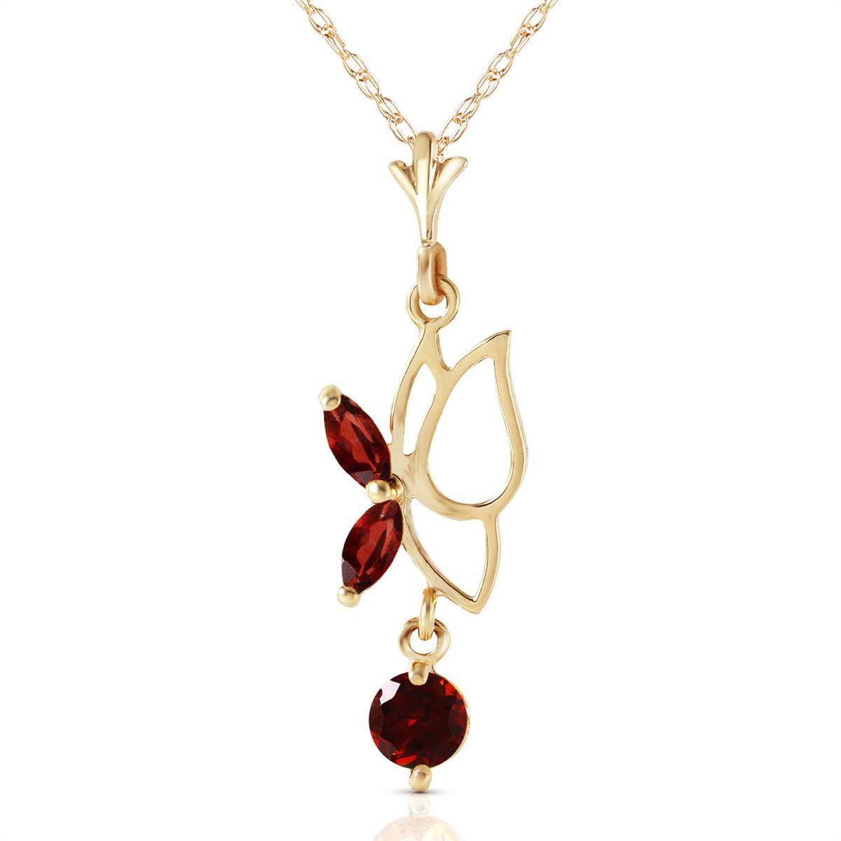 0.4 Carat 14K Solid Yellow Gold Butterfly Necklace with Genuine Garnet - Elegant Jewelry Gift for Women, Perfect for Valentine's Day, Anniversary & Special Occasions