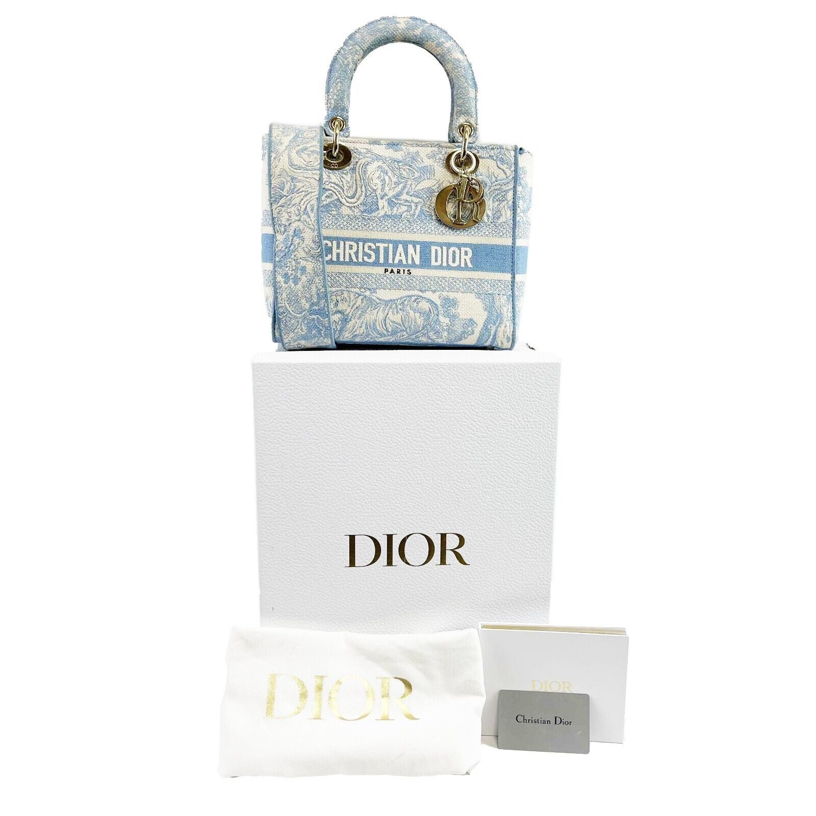 Christian Dior Toile de Jouy Lady D Lite Bag - Embroidered Canvas Cornflower Blue Crossbody Purse for Women | Perfect for Date Night, Travel & Special Occasions