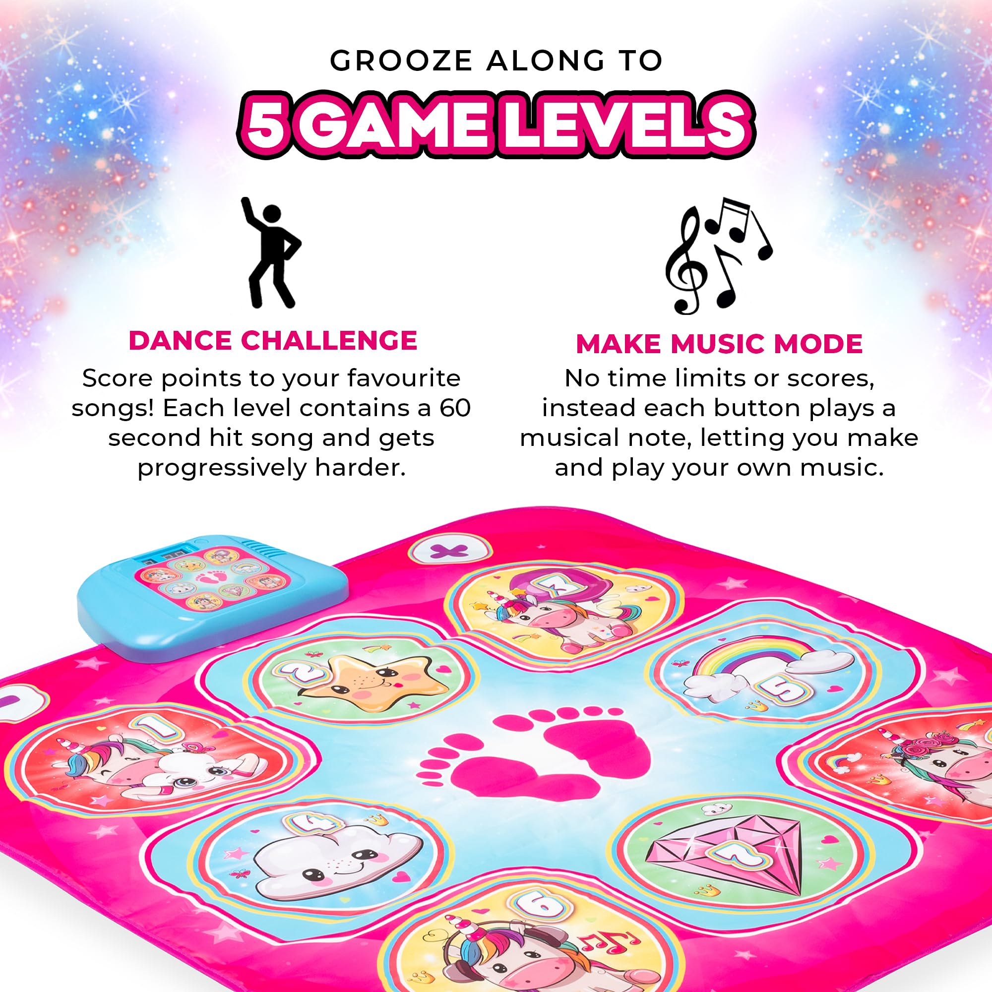 Dance Mat for Girls & Boys - Interactive Dance Pad with 6 Game Modes & US Music - Electronic Musical Dance Mat for Kids Ages 3+ - Perfect for Indoor Play, Birthday Gifts & Family Fun