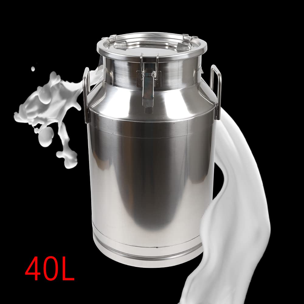 40L Stainless Steel Milk & Wine Storage Tank - 10.57 Gallon Food-Grade Liquid Container with Airtight Silicone-Sealed Lid - Perfect for Dairy, Brewing & Fermentation - Ideal for Farm Fresh Milk Storage, Home Winemaking & Craft Beverage Production