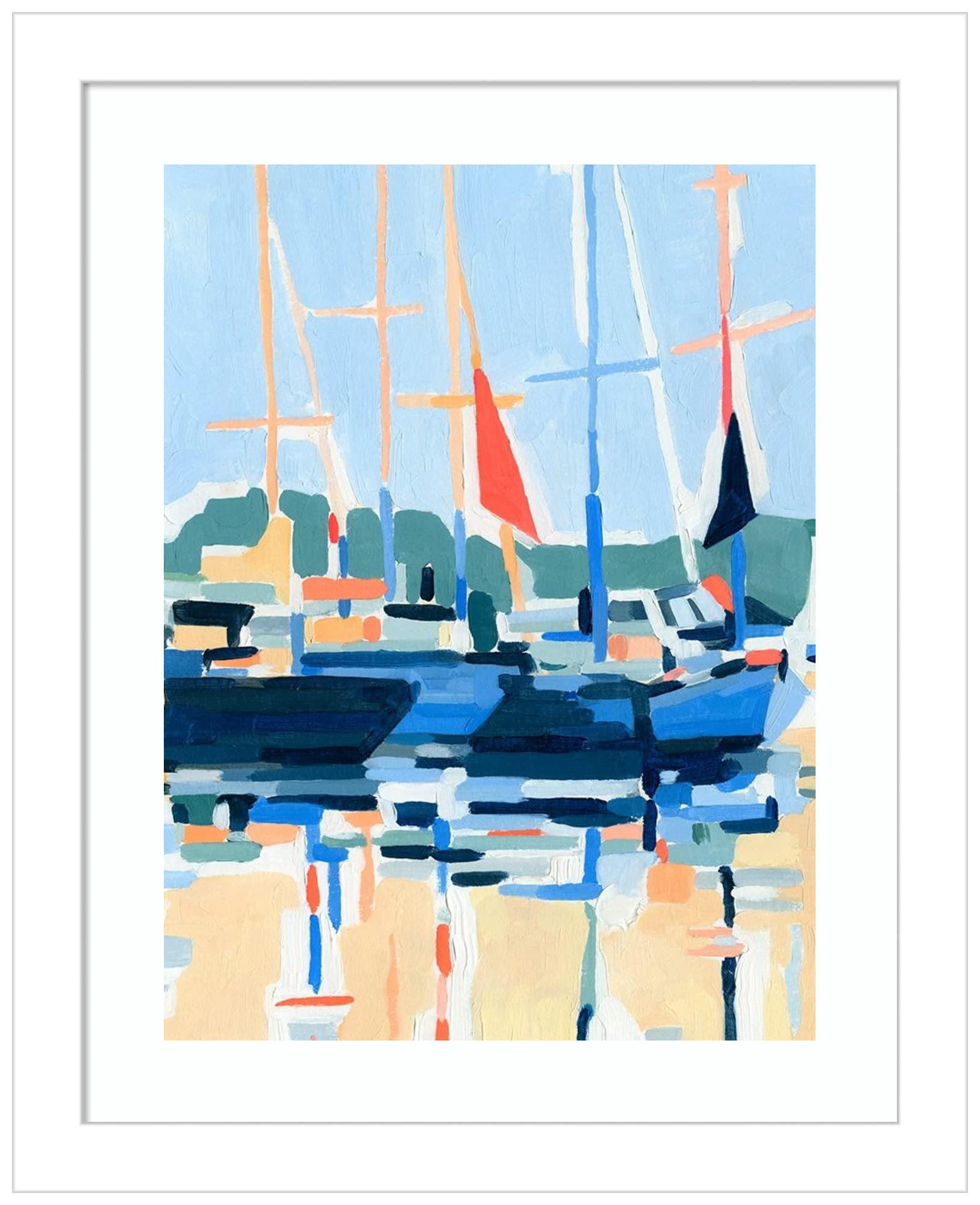 Emma Caroline Marina Interpretation II Wood Framed Wall Art Print - 11x13 Inches, Svelte White Frame - Coastal Home Decor for Living Room, Bedroom & Office