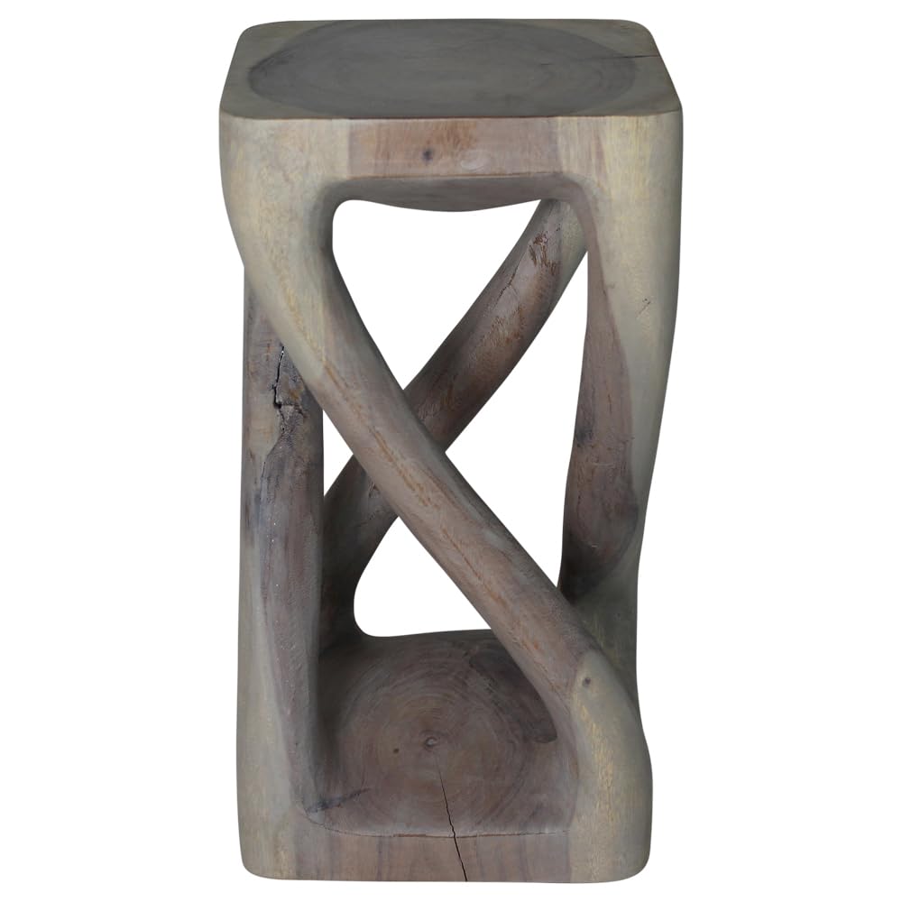 Haussmann® Wood Vine Twist Stool Accent Table - 12