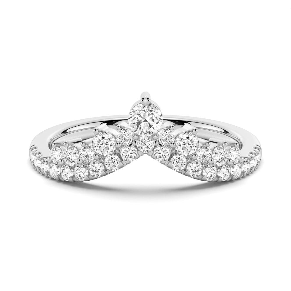 Elegant Curved Crown Double Row Graduated Moissanite Wedding Band for Women - Perfect Anniversary Gift, Engagement Ring & Bridal Jewelry (Ideal for Proposals, Weddings & Special Occasions)