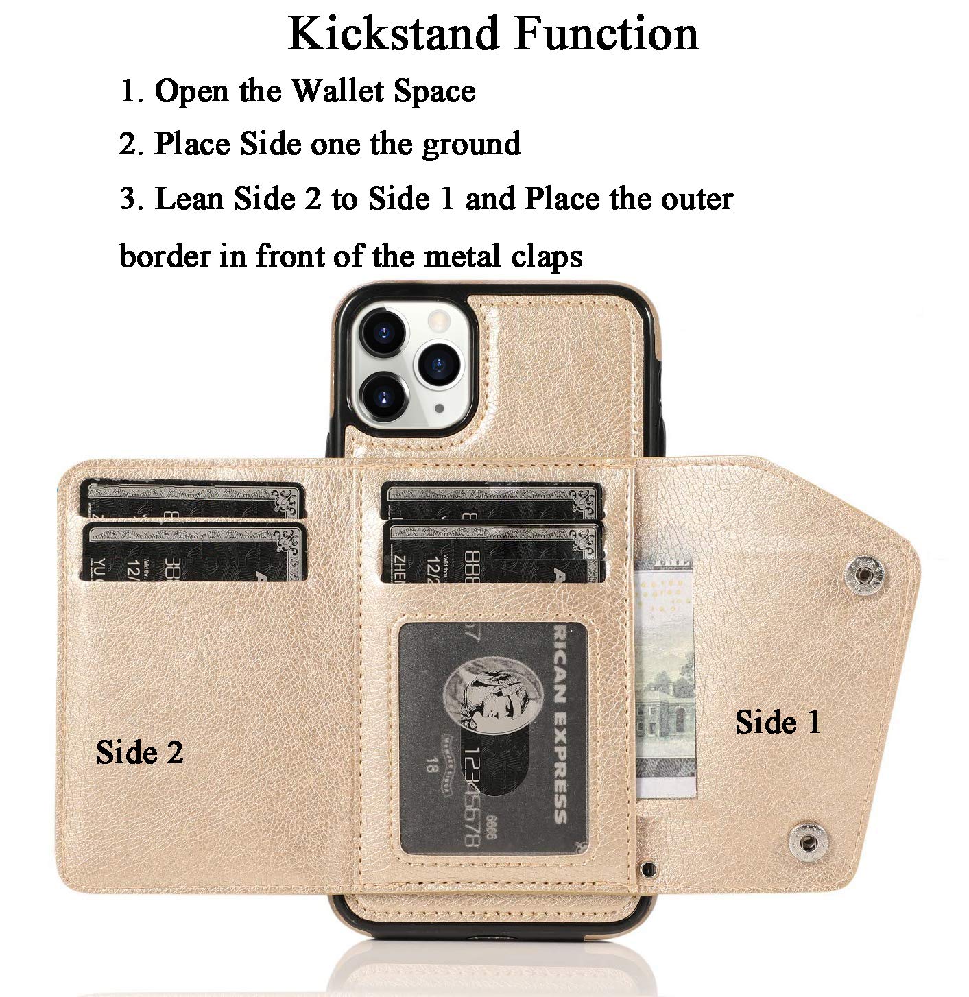 Premium PU Leather Wallet Case for iPhone 11 Pro Max - Card Holder with Neck Strap, Crossbody Chain & Wrist Strap | Protective Cover with Credit Card Slots (Brown) | Perfect for Travel, Shopping & Everyday Use