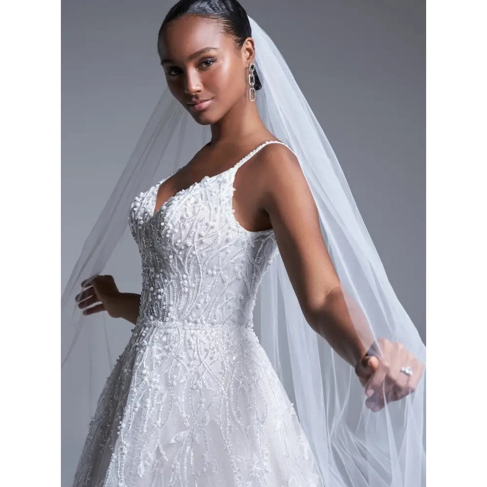 Sottero and Midgley Marvine Wedding Veil - Elegant Bridal Accessory for Ceremony & Reception | Perfect for Church, Beach & Outdoor Weddings