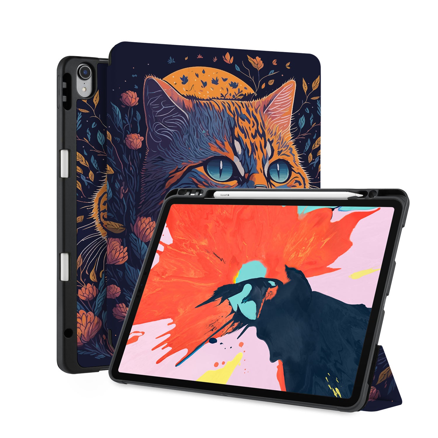 Cute Cat iPad Trifold Case - Lightweight Protective Cover for iPad Air/Pro with Auto Sleep/Wake - Perfect for Work, School & Travel