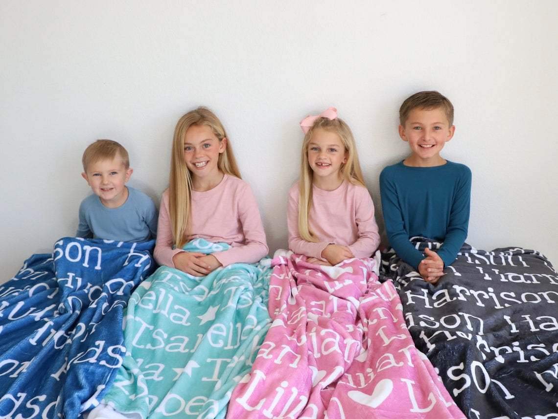Custom Name Blanket for Kids - Personalized Throw with Your Child's Name - Soft & Cozy Blanket for Bed, Sofa, Dorm - Perfect Gift for Birthday, Christmas, Thanksgiving - Great for Family Movie Nights & Nursery Decor
