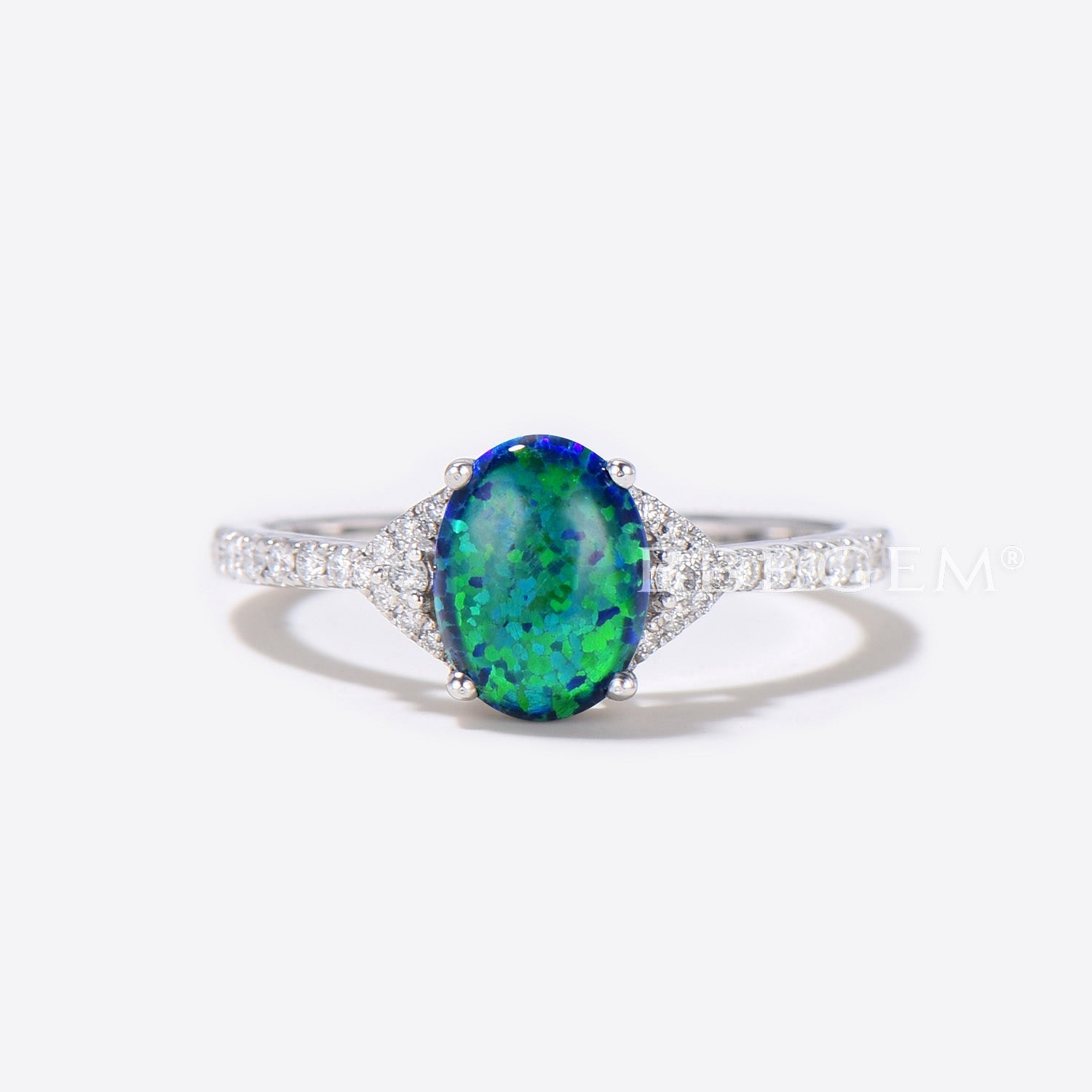 Vintage Art Deco Oval Black Opal Wedding Ring Set - Antique Diamond & Emerald Engagement Bridal Jewelry Set for Women - Perfect for Vintage Weddings, Anniversary Gifts & Special Occasions