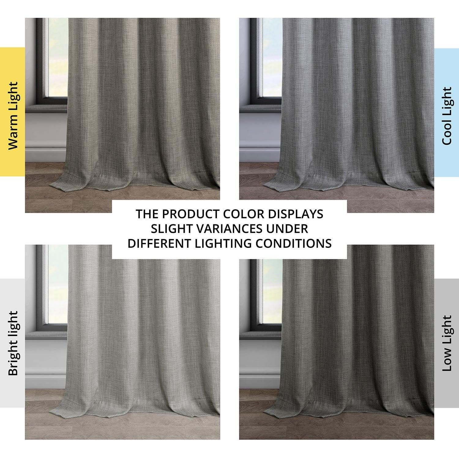 Grey Grommet Textured Faux Linen Blackout Curtains for Living Room & Bedroom - Light Blocking Thermal Insulated Window Drapes for Home Decor
