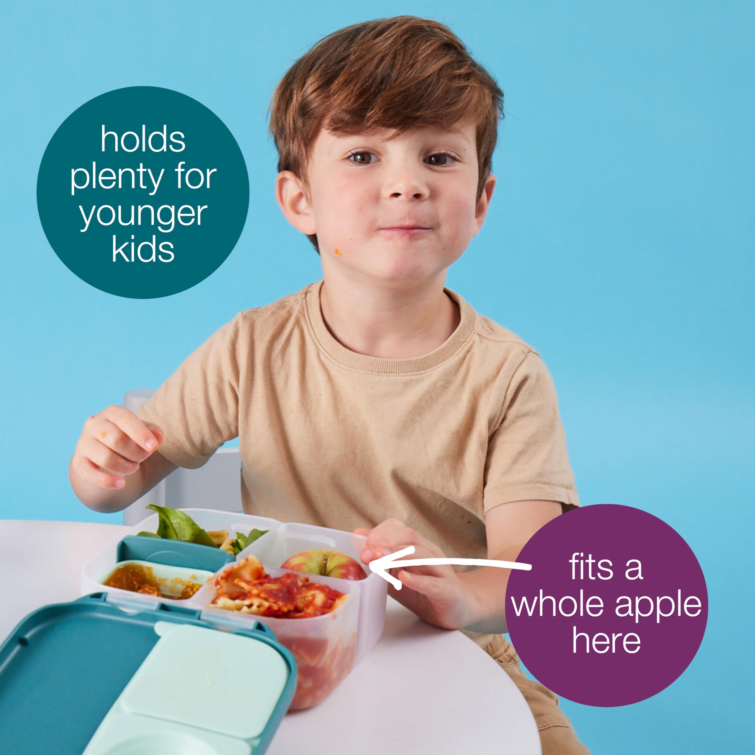 b.box Mini Lunch Box for Kids - Lightweight Bento Box with 2 Leak Proof Compartments | BPA Free School Lunch Container for Ages 3+ | Perfect for School, Picnics & Travel (Ocean Breeze, 4.25 Cup Capacity)