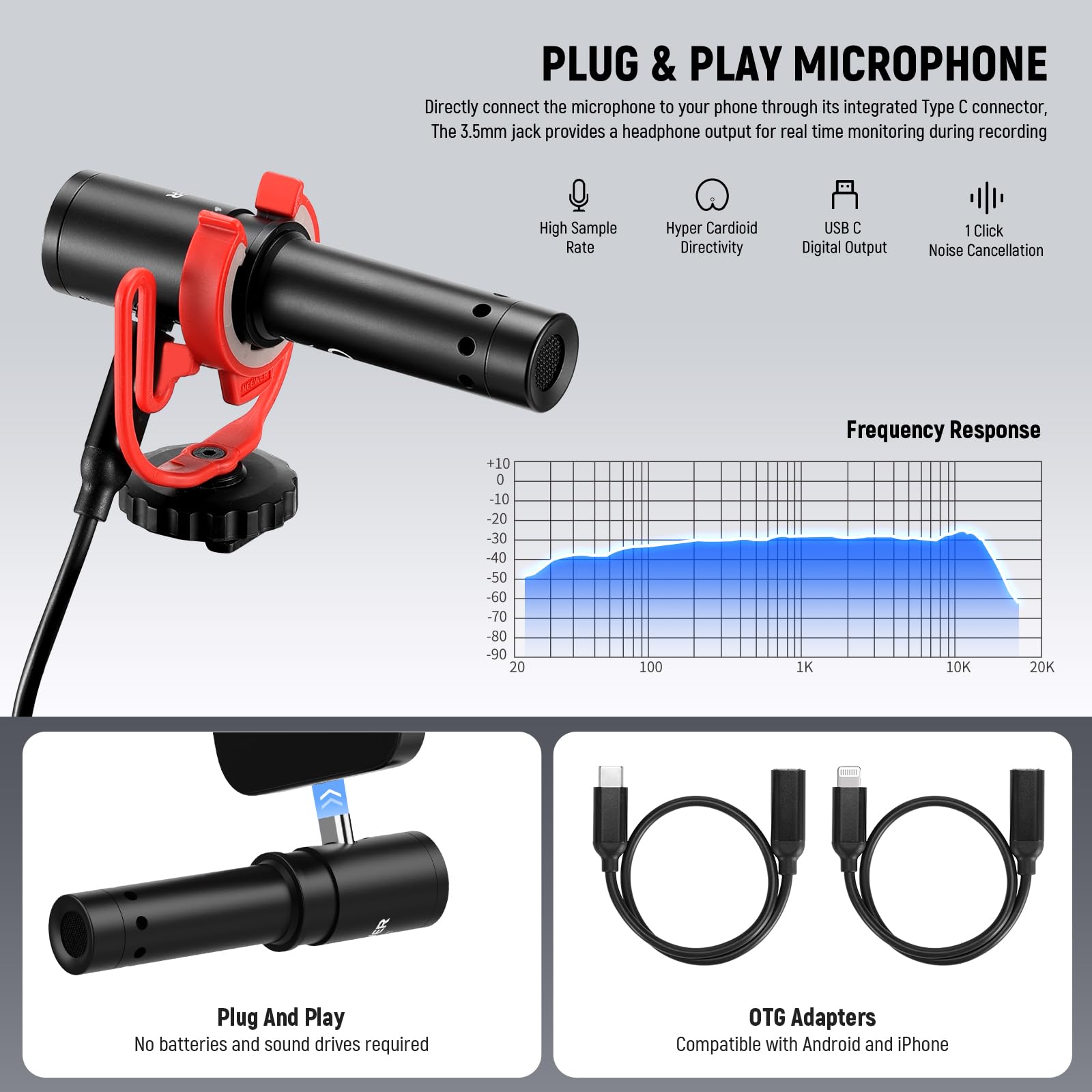 NEEWER Phone Vlogging Kit with LED Light, Selfie Stick Tripod & USB-C Microphone - YouTube Content Creator Essentials for iPhone, Android, Podcast - Perfect for Travel Vlogging, Live Streaming & Social Media Content Creation