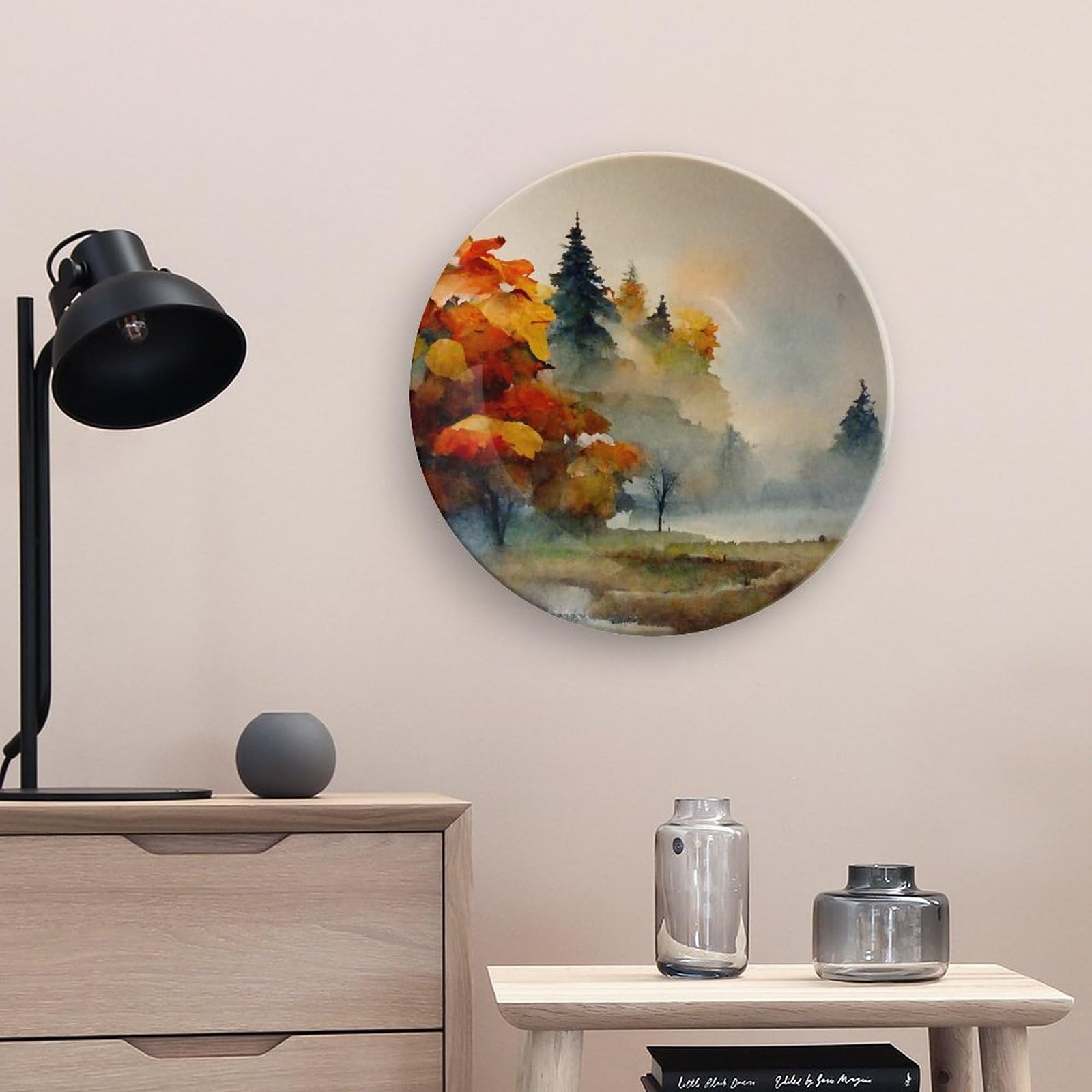 10 Inch Autumn Decorative Plates - Misty Forest Abstract Painting Porcelain Display Plate for Home, Wall, Office & Kitchen Decor | Thanksgiving Gifts | Perfect for Holiday Tablescapes & Seasonal Home Styling