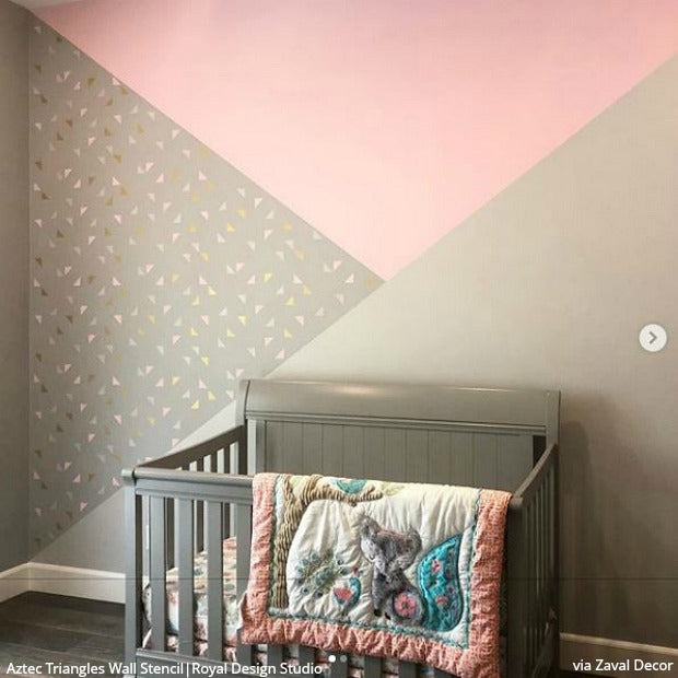 Aztec Triangles Wall Stencil - DIY Geometric Wall Art Decal for Home Decor | Perfect for Living Room, Bedroom, and Nursery Accent Walls