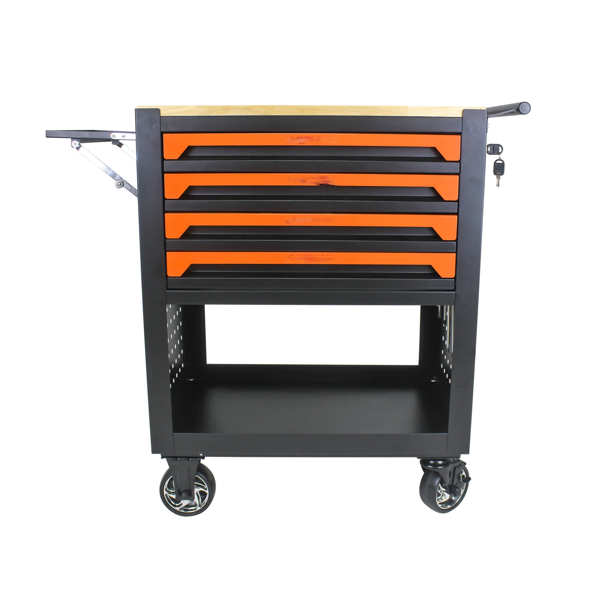Heavy Duty 4-Drawer Rolling Tool Chest with Wooden Top Workbench & Locking Storage – 660lbs Capacity Tool Cabinet for Garage, Workshop, Auto Repair – Perfect for Mechanics, DIY & Professional Tool Organization