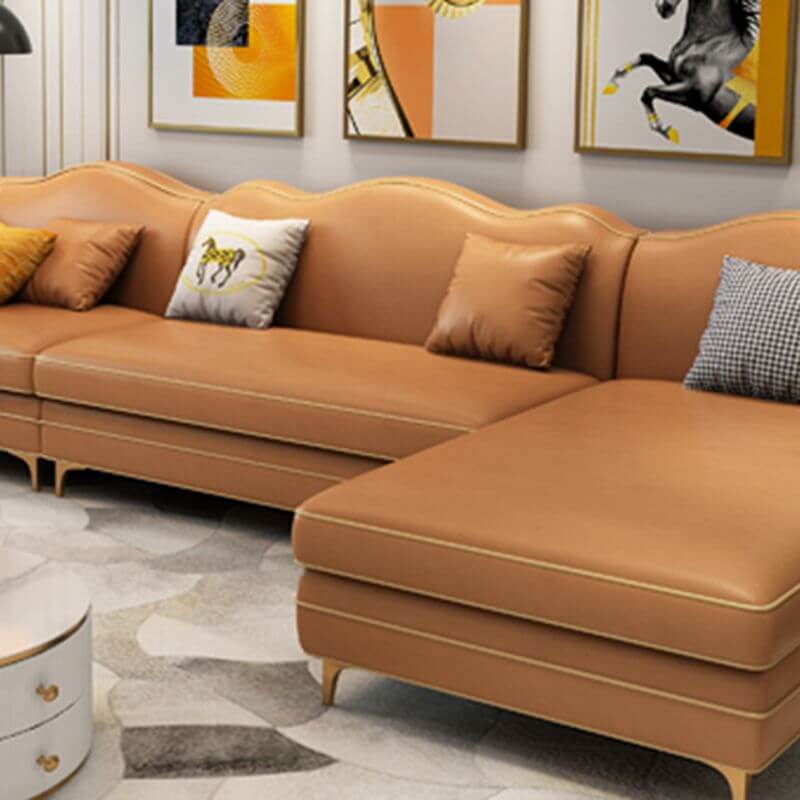 Modern Modular Leather Sofa for Living Room - Medieval Style Square Armrests - Perfect for Small Spaces, Apartments & Home Theater Seating