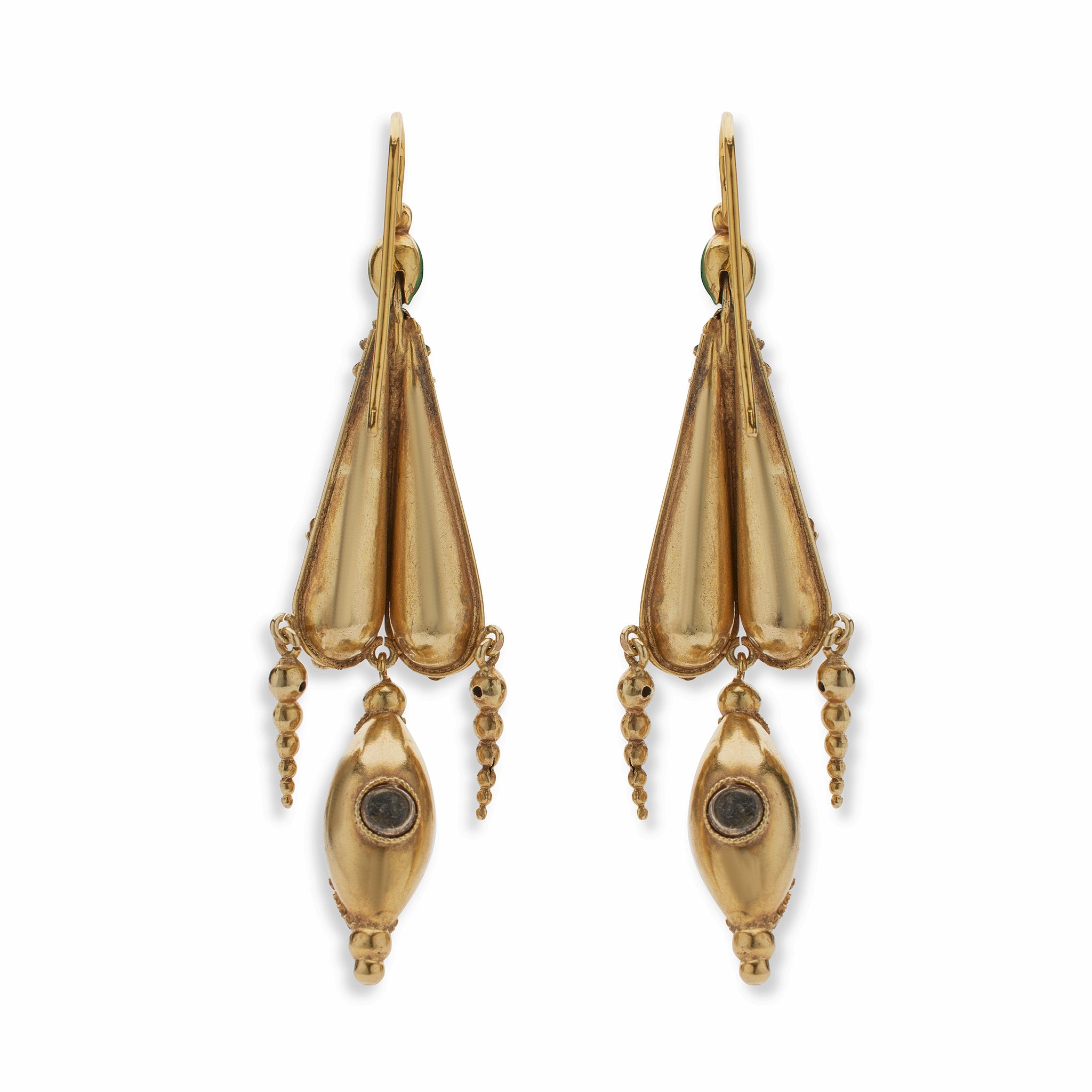 15k Gold Amethyst & Green Chrysoberyl Pendant Earrings for Women - Elegant Jewelry Gift for Birthday, Anniversary & Special Occasions