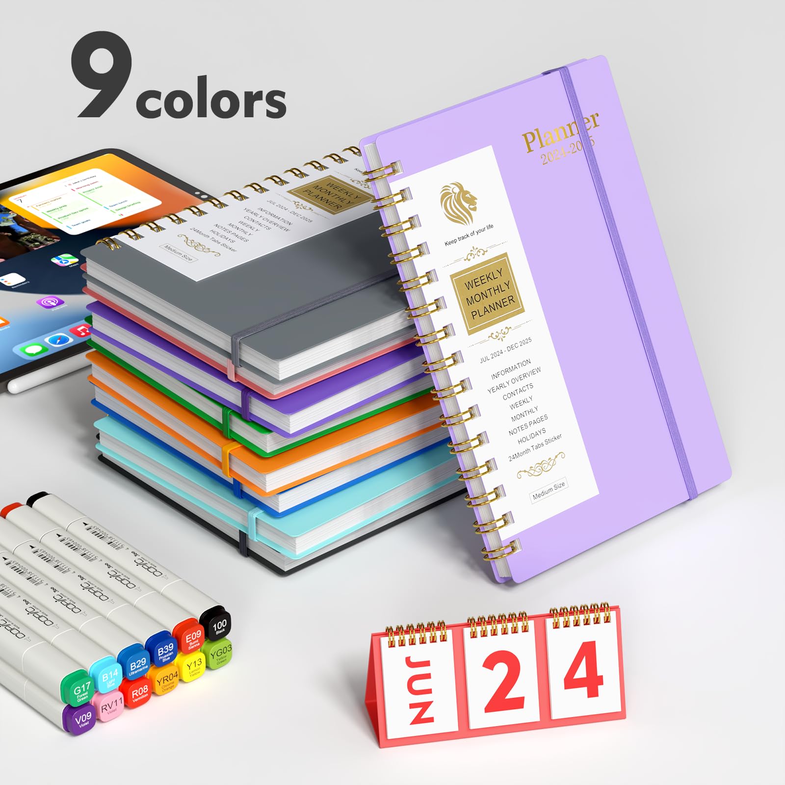 2024-2025 Academic Planner - Weekly & Monthly Organizer with Tabs & Stickers | 18-Month Planner (July 2024-Dec 2025) | 5.6