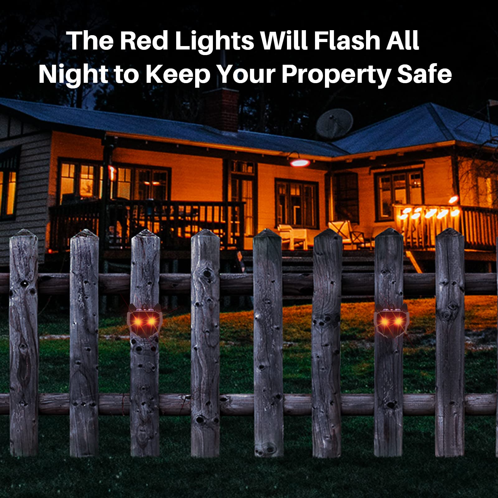 8 Pack Solar Powered Animal Repeller - Predator Eyes Deterrent with Red LED Flashing Lights - Scares Away Deer, Coyotes, Skunks, Raccoons & Foxes - Waterproof Outdoor Pest Control for Chicken Coops, Farms, Gardens & Backyards