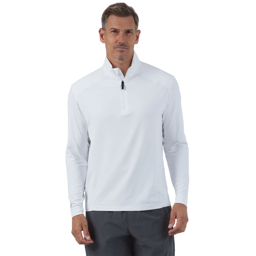 Ibkul Essential Solid Mock Long Sleeve Men's Golf Quarter Zip Pullover - Comfortable Performance Shirt for Golfing, Casual Wear & Outdoor Activities