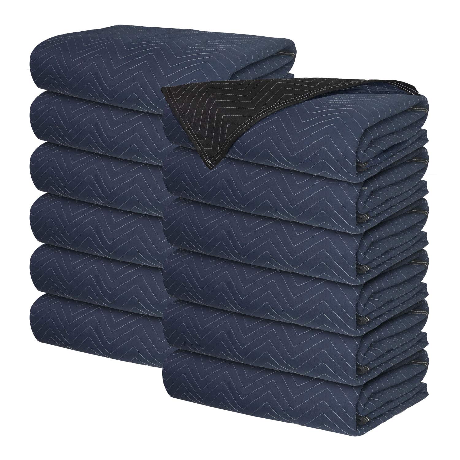 Professional Moving Blankets for Packing & Shipping - Heavy Duty 35 lb/dz Moving Pads (12 Pack) - Ideal for Furniture Protection, Home Moves & Storage