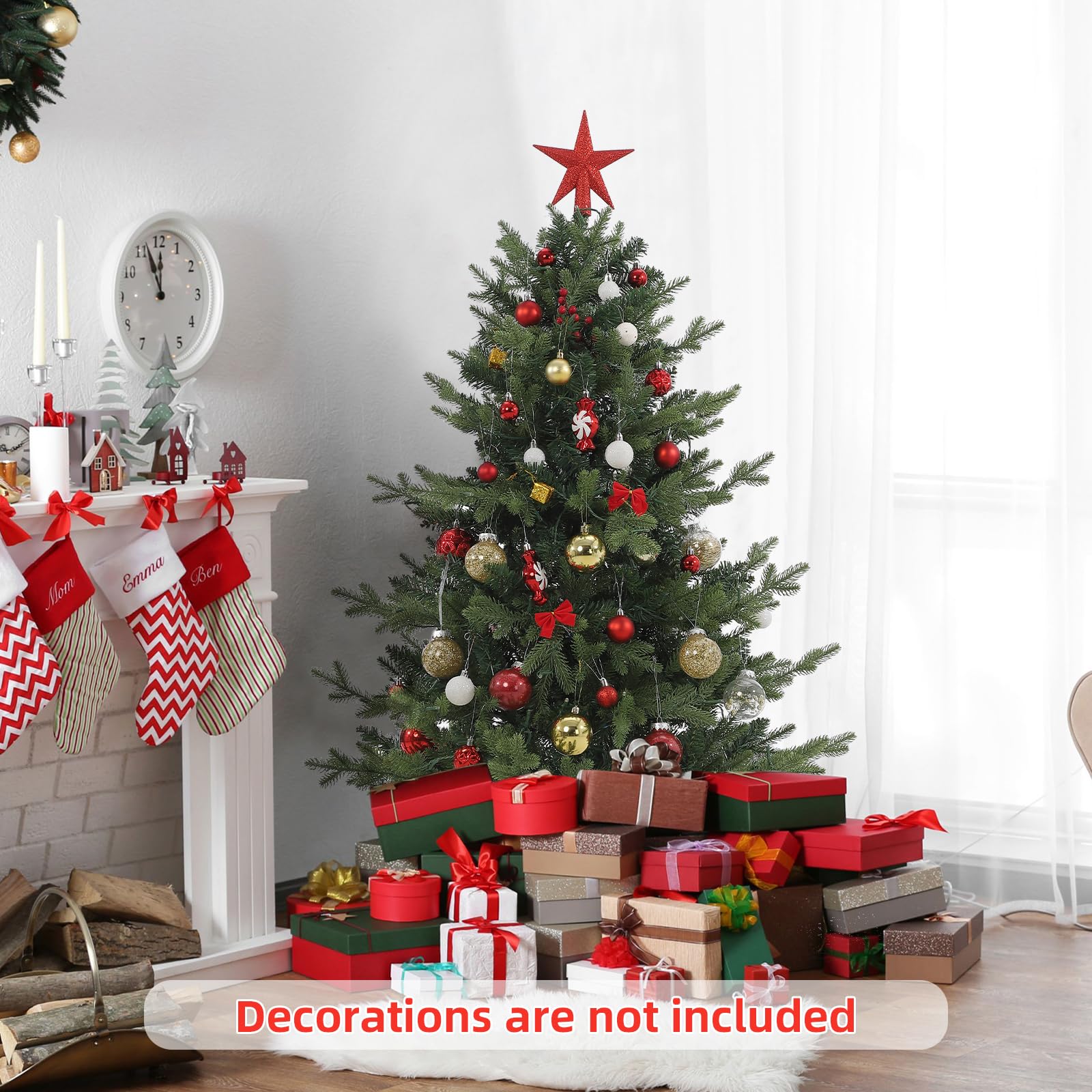 GARVEE 4 Ft Pre-Lit Artificial Christmas Tree with 150 Warm White LED Lights | 265 Branch Tips | Easy Assembly Indoor/Outdoor Holiday Decor for Home, Office & Party