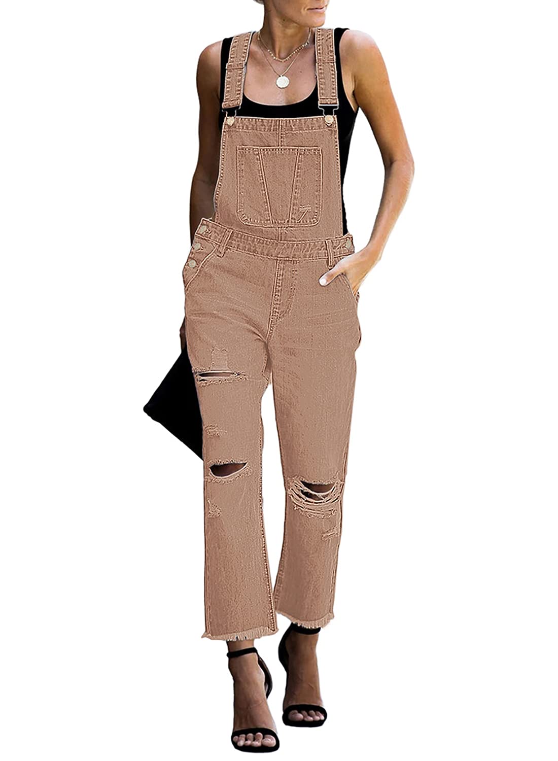 Luvamia Women's Casual Stretch Denim Overalls - Adjustable Bib Jumpsuit with Pockets | Perfect for Work, Outdoor Activities & Vintage Fashion Style