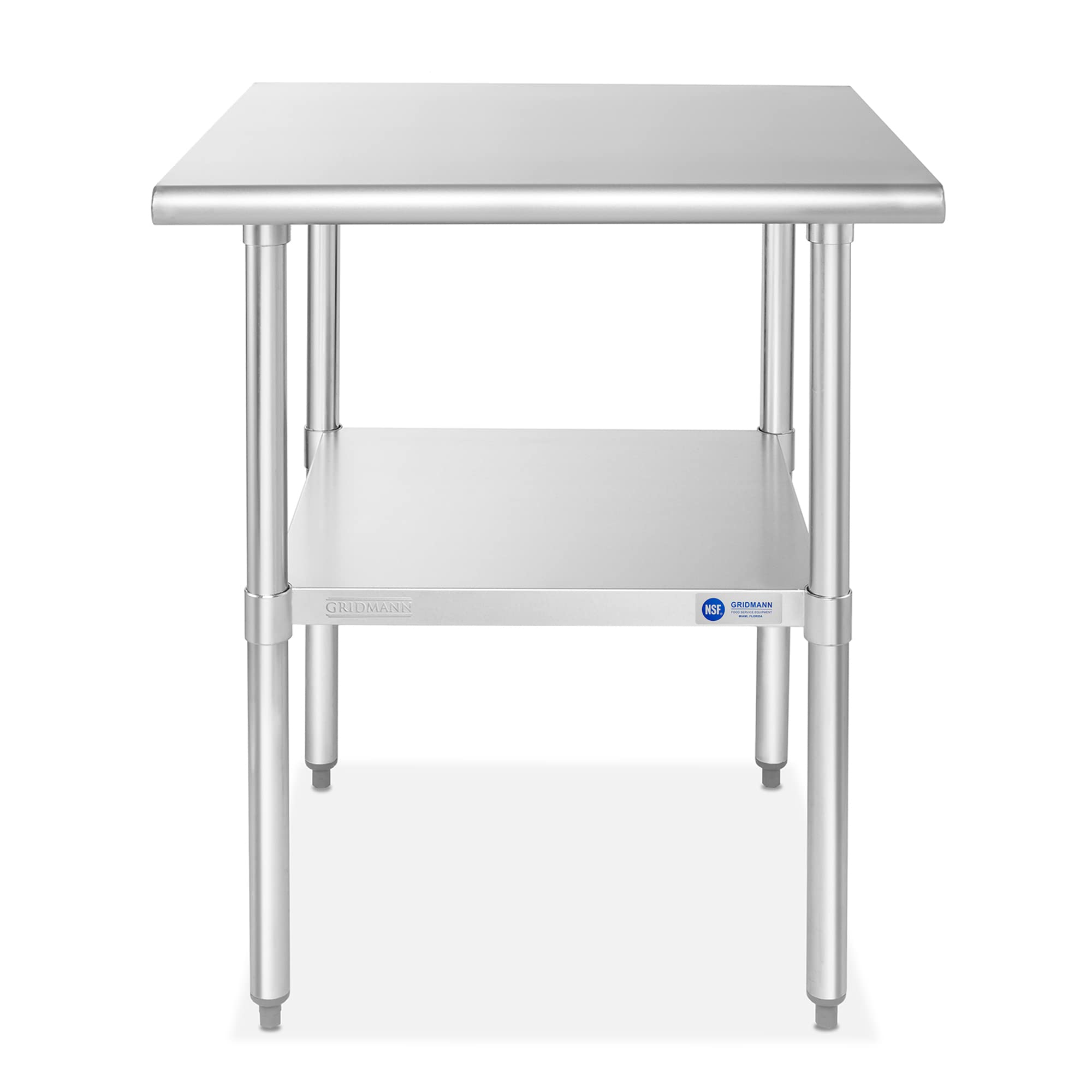 GRIDMANN 24x24 Inch NSF Certified Stainless Steel Commercial Kitchen Prep Table with Undershelf - Heavy Duty Work Table for Restaurant, Bakery, Food Prep & Home Kitchen Use