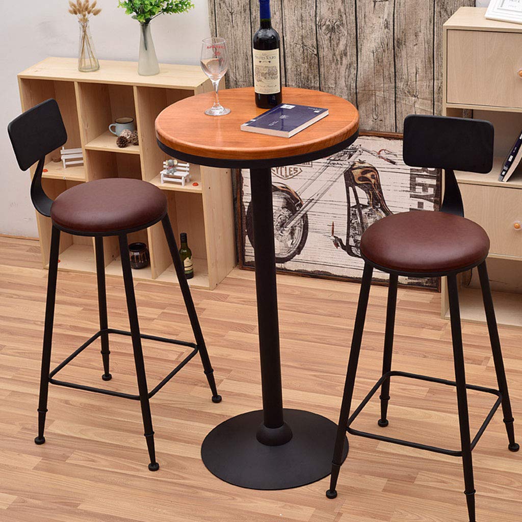22 Inch Round Industrial Bar Table - High-Top Dining & Tavern Table with Sturdy Metal Frame - Easy Assembly Brown Industrial Design - Perfect for Home Bars, Restaurants & Outdoor Patios