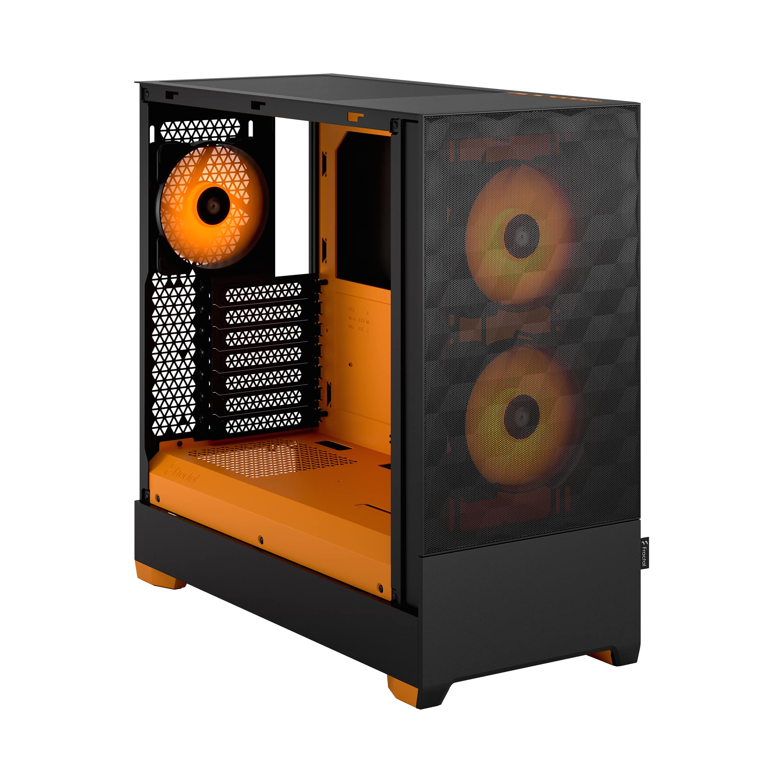 Fractal Design Pop Air RGB Mid Tower Case - Orange Core, Tempered Glass Side Panel, Clear Tint, High Airflow PC Gaming Case - Perfect for Gaming Rigs & Custom PC Builds
