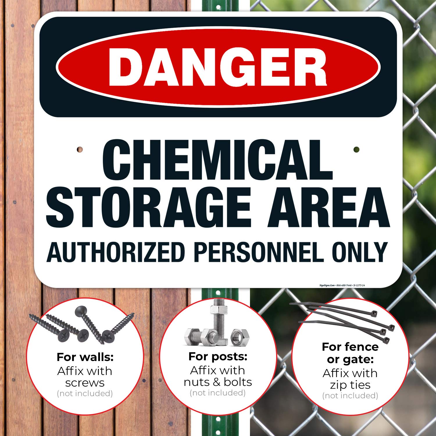 Danger Chemical Storage Area Authorized Personnel Only Sign - OSHA Compliant 18x24 Inch Rust-Free Aluminum Safety Sign - Fade Resistant for Indoor/Outdoor Use - Made in USA - Perfect for Warehouses, Laboratories & Industrial Facilities