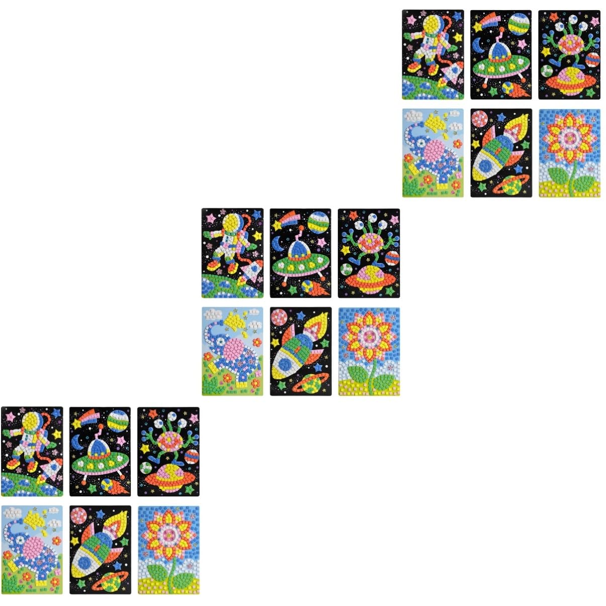 18 Pcs Kids Mosaic Stickers DIY Art Kit - Hot Air Balloon & Cartoon 3D Stickers for Children's Crafts, Birthday Gifts & Party Favors | Creative Gem Sticker Activities for Home, Classroom & Travel