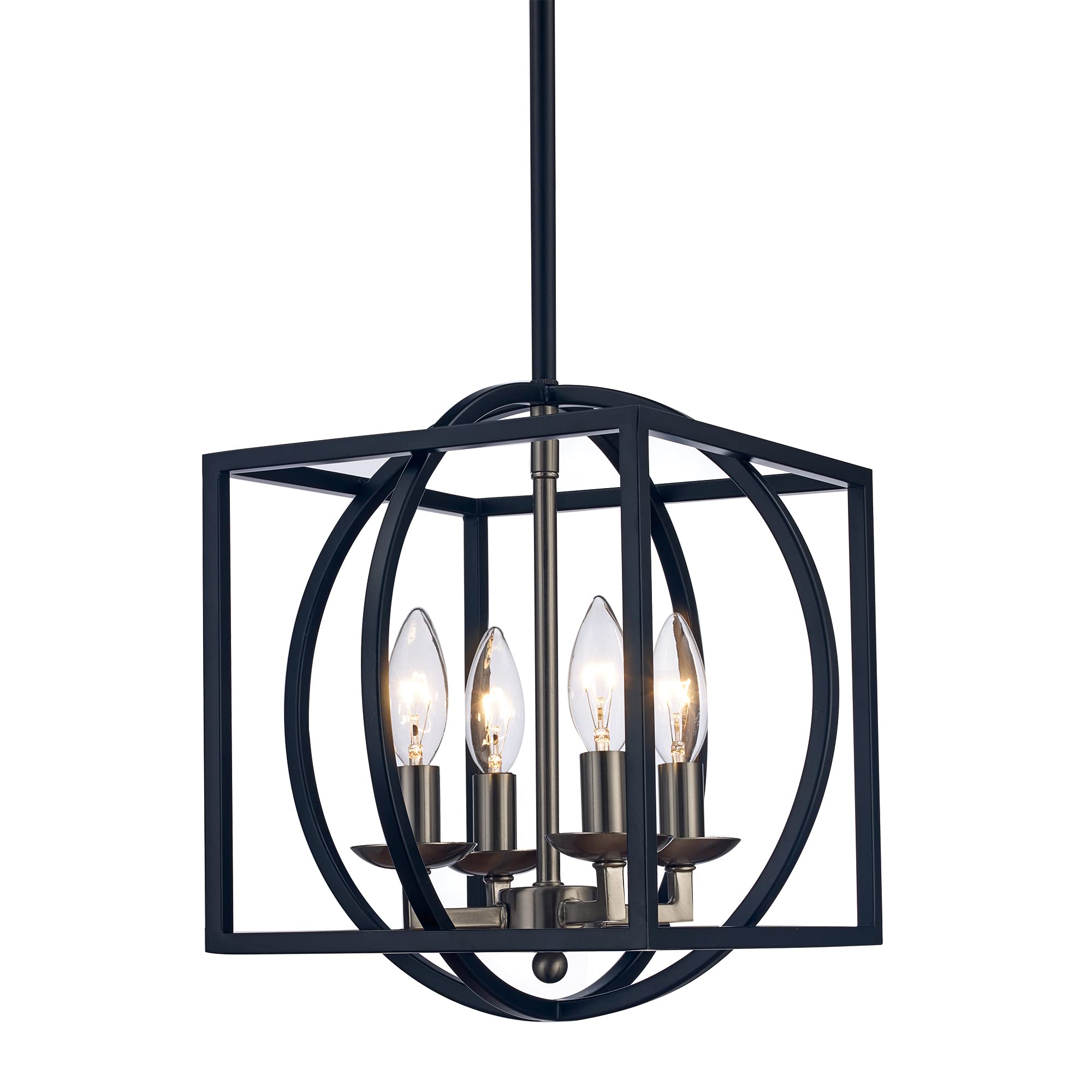 TRANS GLOBE Chattanooga 4-Light Square Candle Chandelier - Modern Farmhouse Ceiling Light Fixture for Dining Room, Bedroom, or Entryway