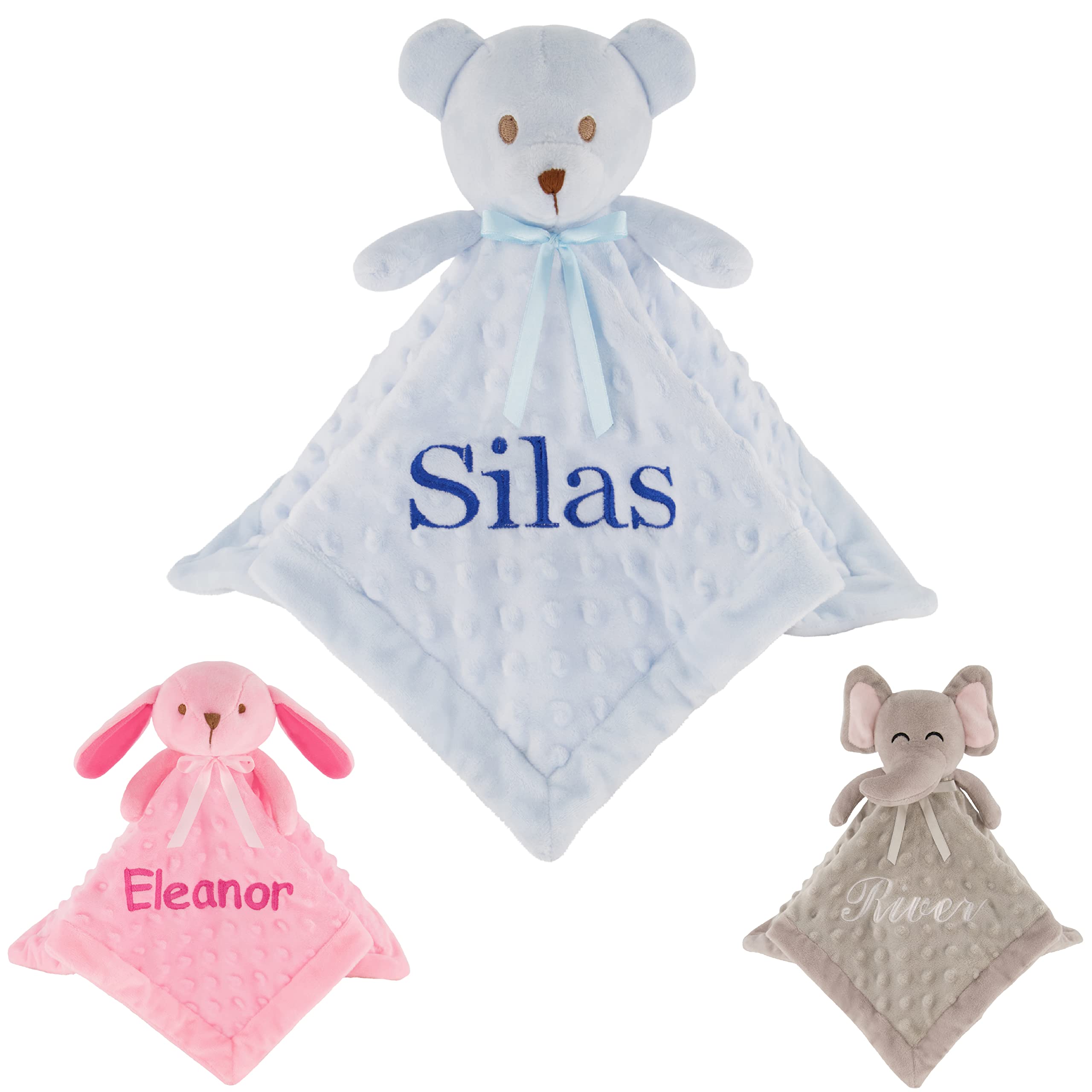 Personalized Baby Blanket with Custom Name Embroidery - Ultra Soft Security Blanket for Infants & Toddlers - Plush Teddy Bear Lovey Toy - Perfect for Nursery, Stroller & Travel Comfort - Baby Shower Gift for Boys & Girls