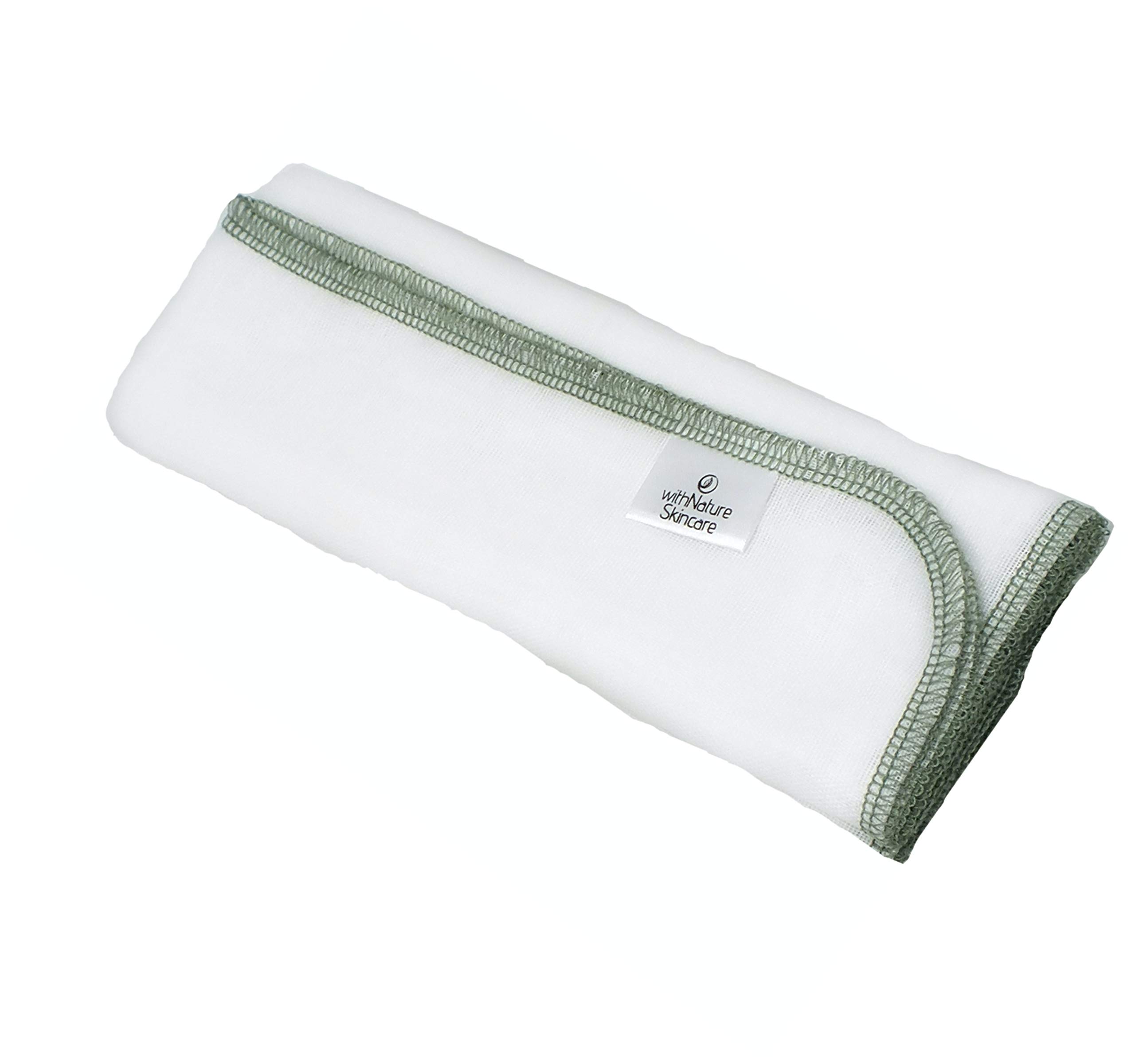 12-Pack Organic Muslin Face Cloths for Gentle Exfoliation & Makeup Removal - Soft Reusable Washcloths for Sensitive Skin Care by WithNature Skincare - Perfect for Daily Cleansing, Baby Care & Spa Treatments