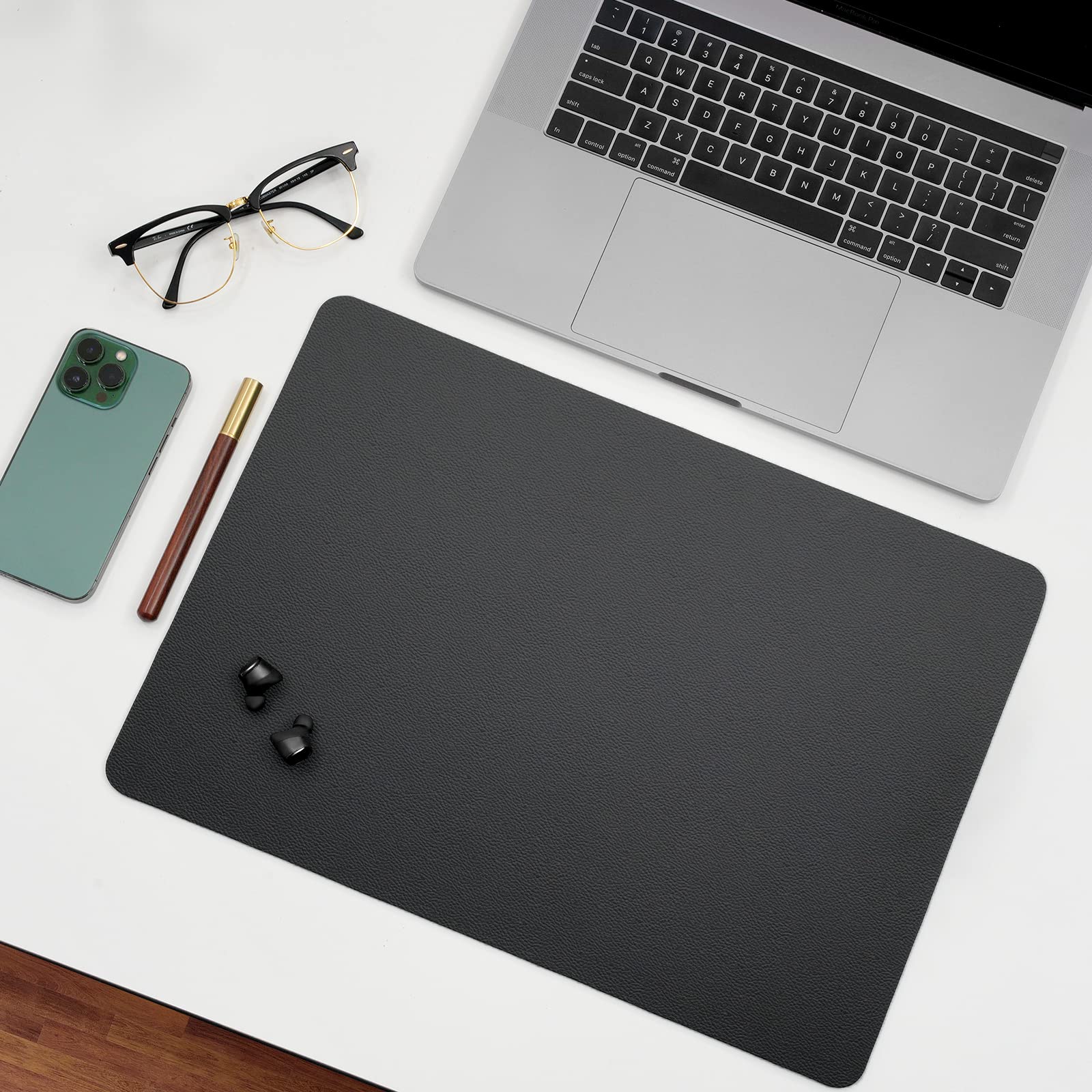 Premium Nekmit Leather Desk Blotter Pad - 17 x 12 Inches Non-Slip Writing Surface, Waterproof Office Desk Protector (Black) - Perfect for Home Office, Executive Desks & Professional Workspaces