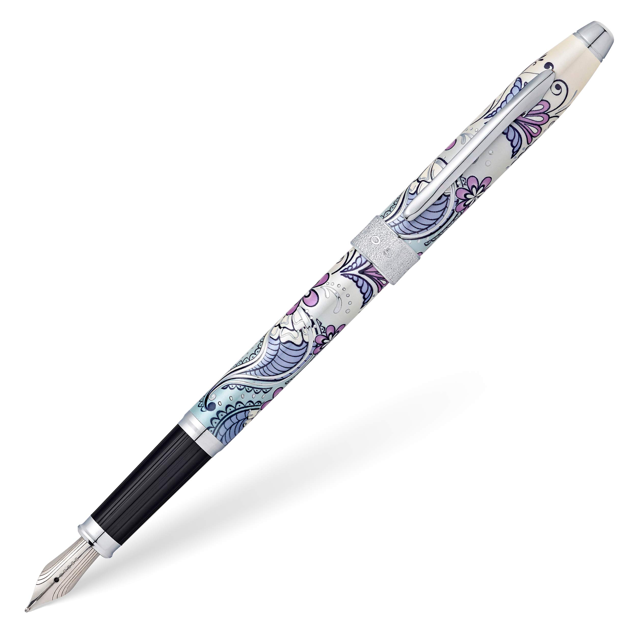 Premium Refillable Fountain Pen with Medium Nib - Cross Botanica Purple Orchid, Luxury Gift Box Included | Perfect for Writing, Journaling, Calligraphy & Elegant Gifts
