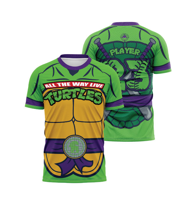 Cowabunga Turtles Men's Full Dye Jersey - Comfortable Graphic Tee for Casual Wear, Sports & Fan Merchandise