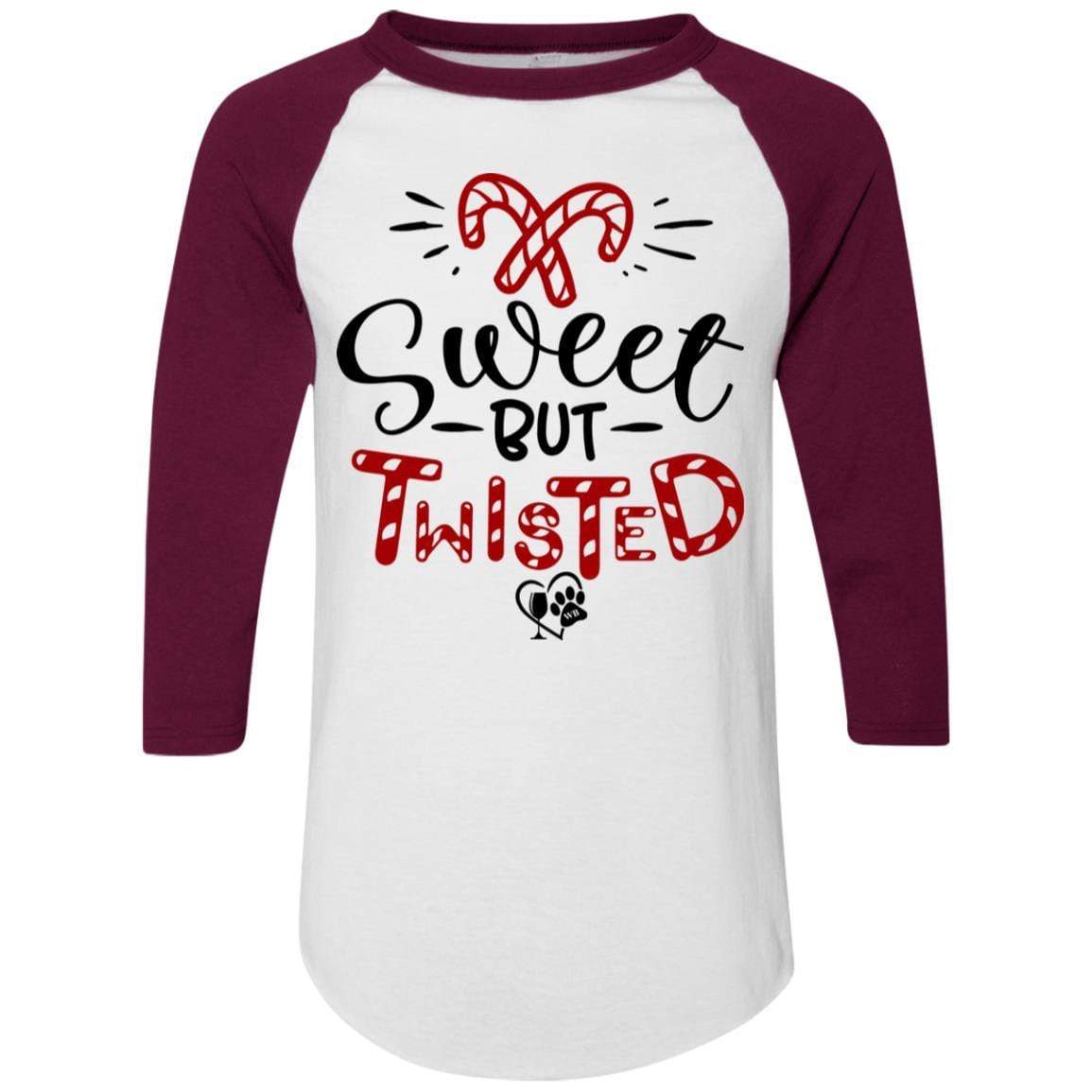 Sweet But Twisted Colorblock Raglan Jersey - Women's Long Sleeve Baseball Tee for Christmas & Holiday Parties - Cozy Casual Pullover for Festive Gatherings & Winter Outfits