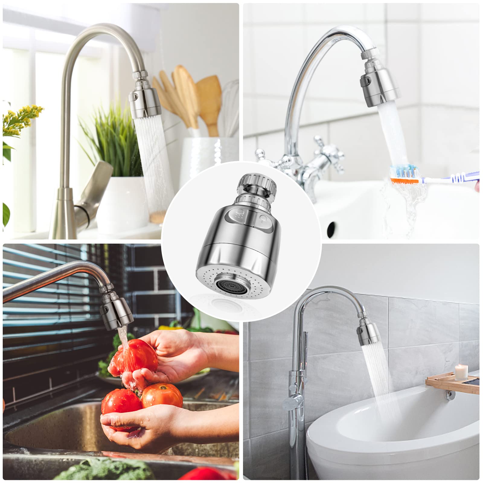 Ainiv 360° Swivel Sink Faucet with 2-Piece Aerator - Dual Water Flow Modes for Kitchen & Bathroom | Extendable Tap Connection for Washing Dishes, Handwashing & More