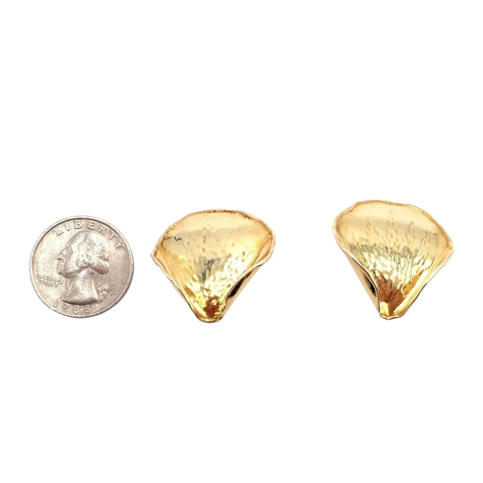 Authentic Tiffany & Co Angela Cummings 18k Yellow Gold Rose Petal Earrings Vintage 1979 - Elegant Jewelry for Weddings, Anniversaries & Special Occasions
