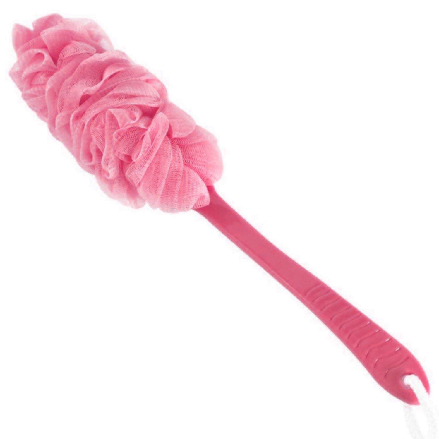 SIYAA Soft Loofah Body Scrubber with Long Handle - Exfoliating Shower Back Brush for Men & Women (Multicolor, Pack of 1) - Perfect for Deep Cleansing & Reaching Hard-to-Wash Areas