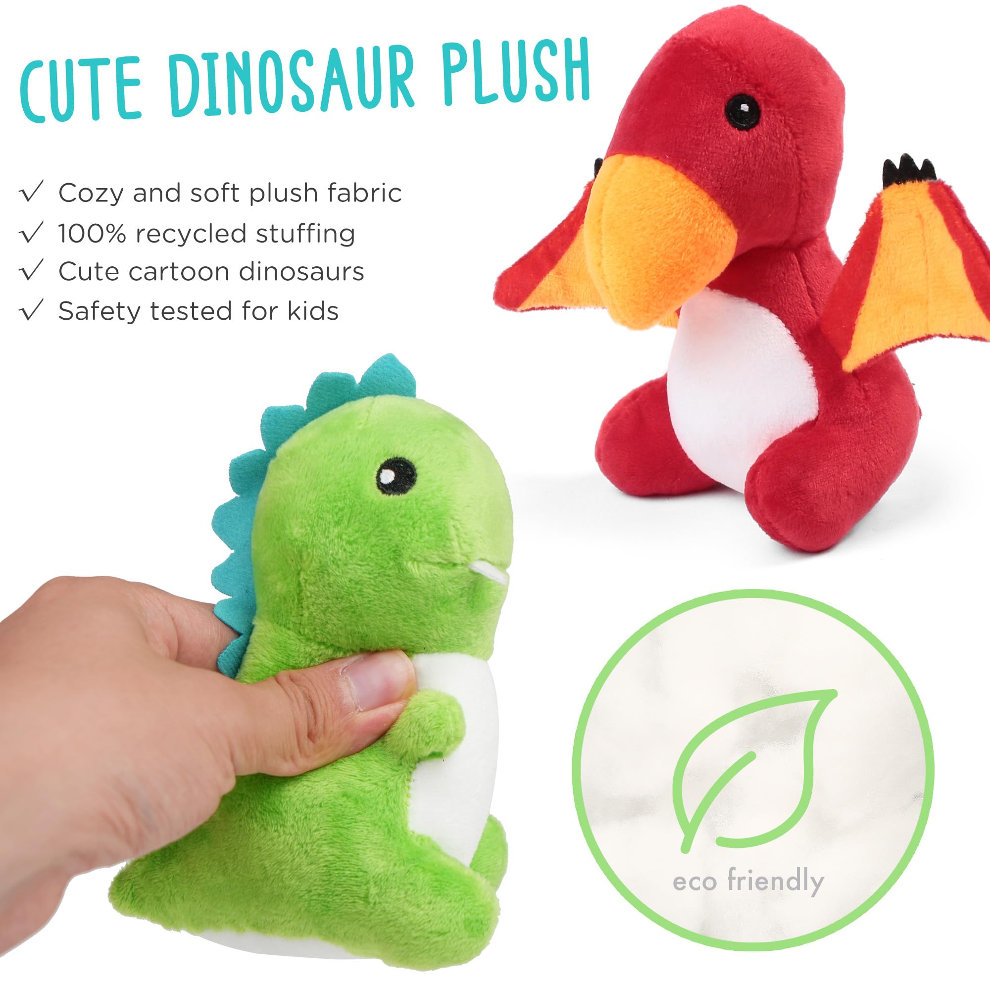 Dinosaur Stuffed Animals Set - 5 Small Dinosaur Plush Dolls with Egg Bag | Cute Dinosaur Toys for Kids, Birthday Gifts, Nursery Decor & Pretend Play