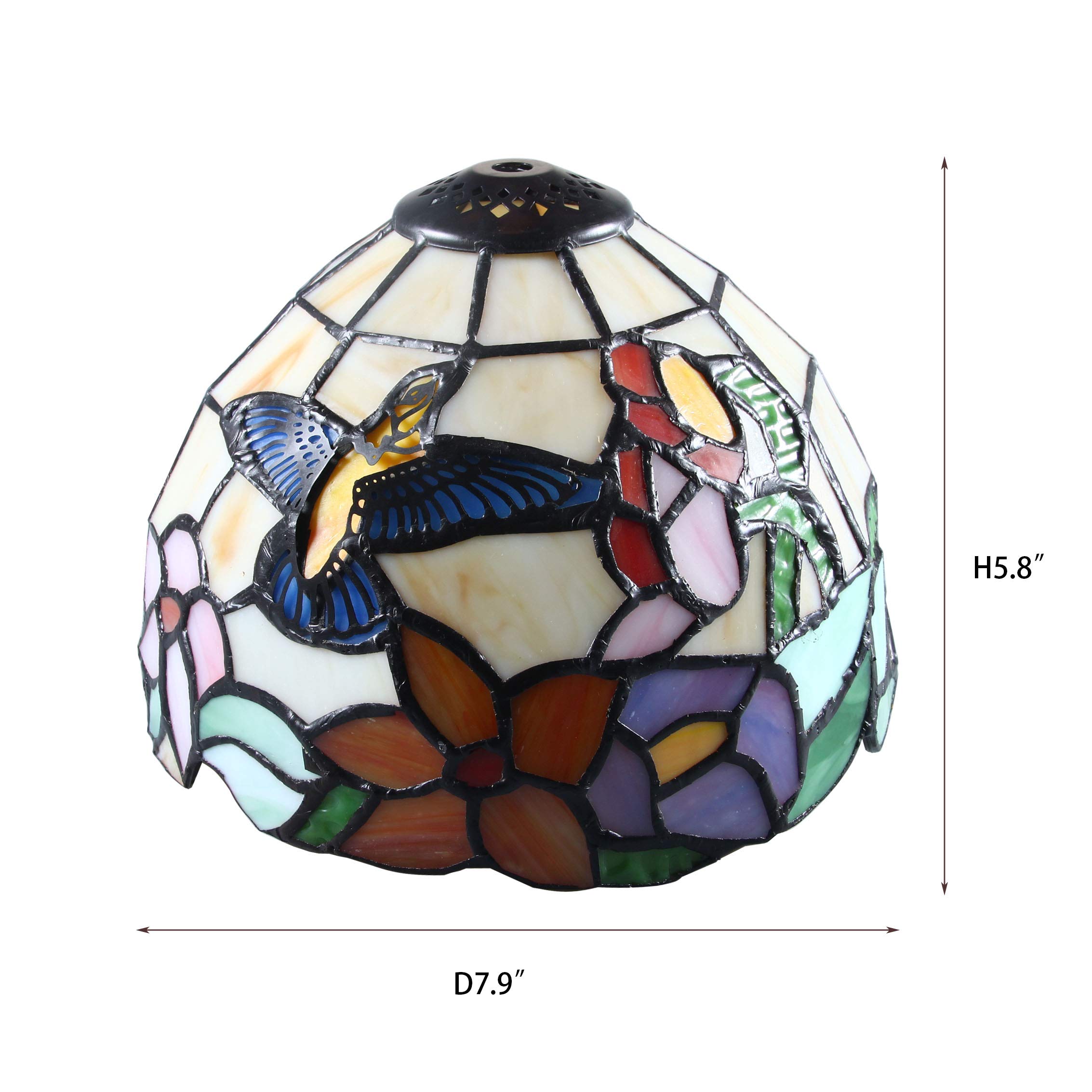Tiffany Style Table Lamp Shade - Handcrafted Stained Glass Mediterranean Design for Bedroom, Dining Room & Living Room Decor - Perfect for Home, Office & Gift Giving