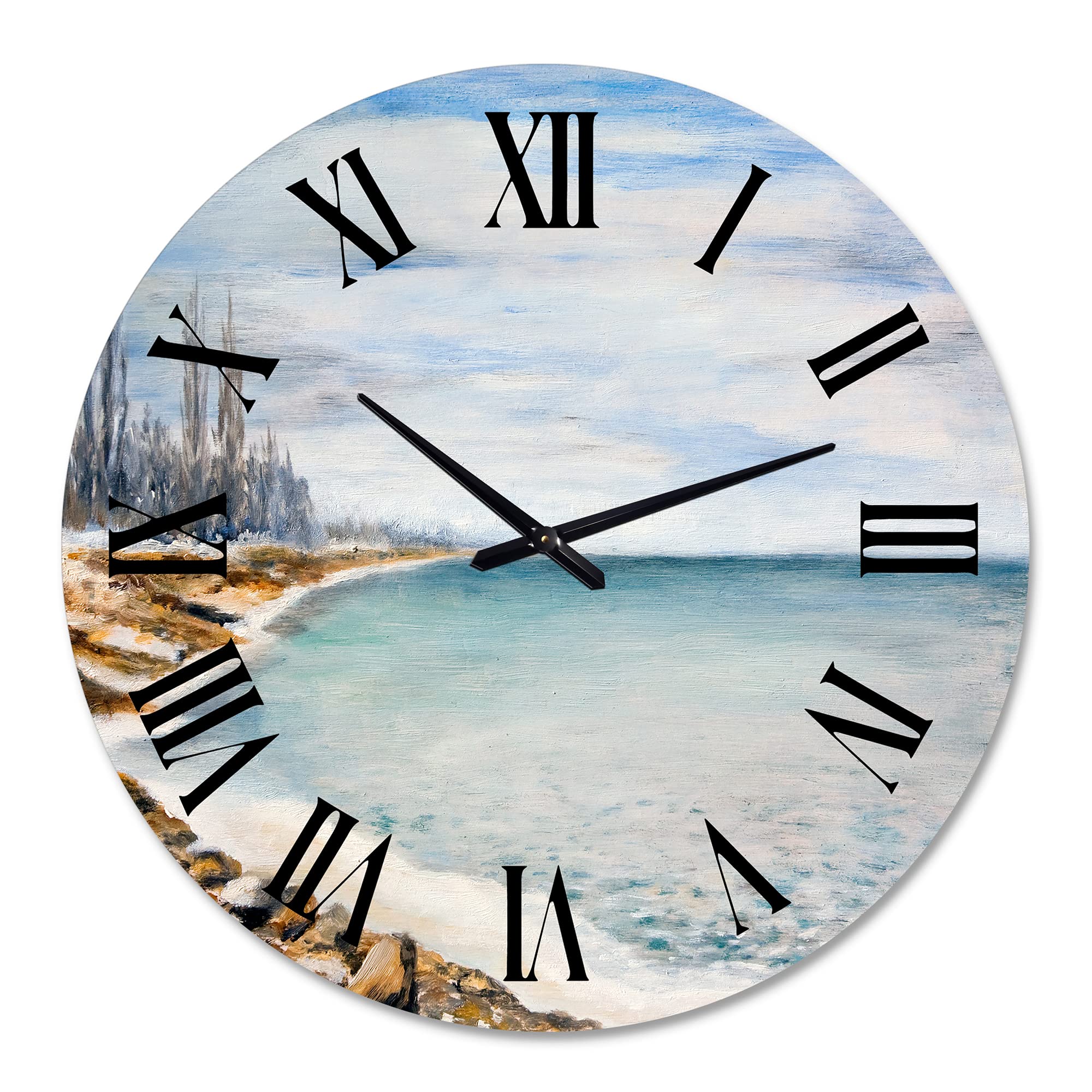 Nautical Coastal Wall Clock - 'Sea Covered with Ice' Landscape Design, Large Decorative Clock for Living Room, Bedroom & Office | Perfect for Beach House, Coastal Decor & Nature-Themed Interiors