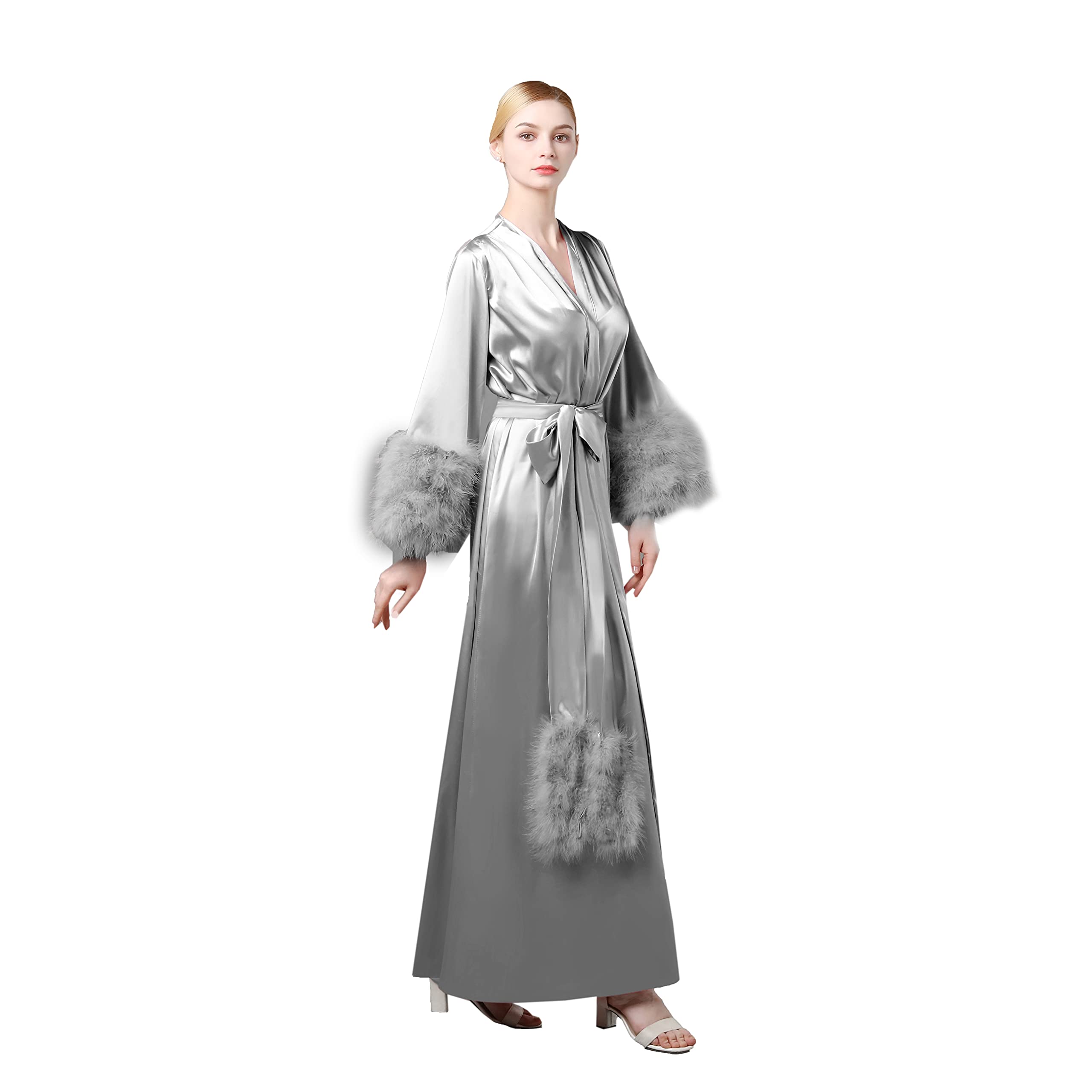 Luxury Women's Bathrobe - Soft Fur Nightgown & Bridal Robe with Belt | Cozy Sleepwear for Spa, Home Relaxation & Honeymoon Getaway