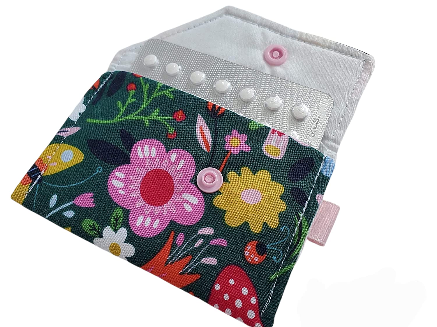 Birth Control Pill Case with Snap Closure & Keychain Clip - Compact & Secure - Bright Green - Perfect for Travel, Gym, and Daily Use