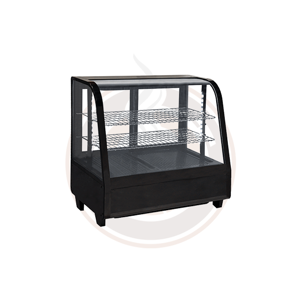 Omcan 27 Inch Black Commercial Countertop Refrigerated Display Case - 100L Capacity - Perfect for Delis, Bakeries, Cafes & Convenience Stores