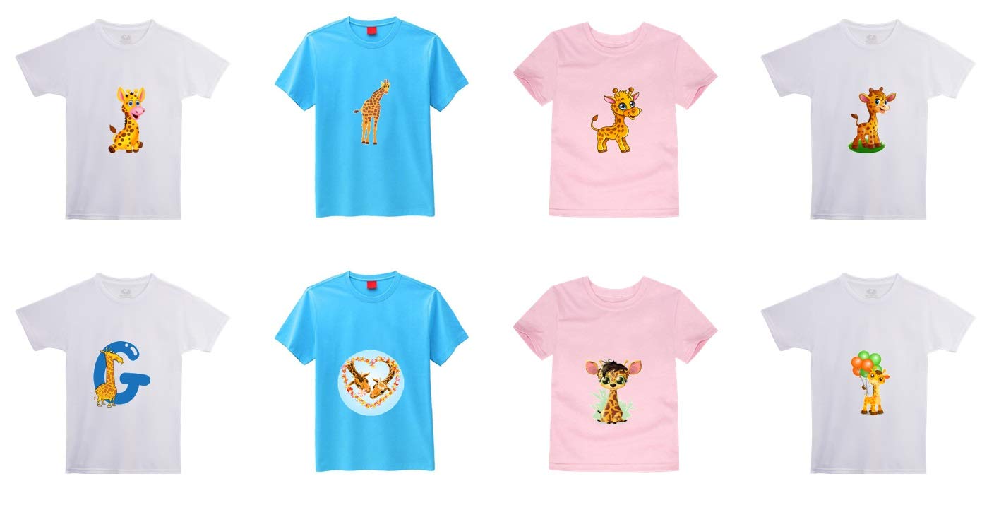 Giraffe Iron-On Transfer Sheet for DIY T-Shirts & Fabric Crafts – Perfect for Kids' Apparel, Custom Gifts & School Projects